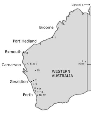 Locations of 'Space' activities in order of establishment