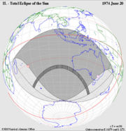 Umbra (total shadow) dark grey arc; penumbra (partial shadow) mid grey area:Image - HM Nautical Almanac Office