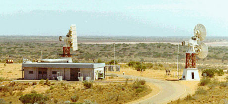 Goddard RARR: VHF antenna to the left and S-band antenna to the right